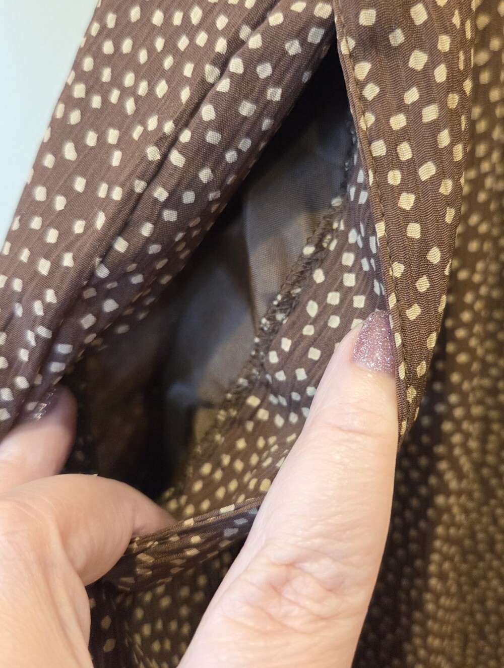 NWT Alfred Dunner Brown Polka Dot Crinkle Pants Size 16 Elastic Waist Vintage - Picture 3 of 13